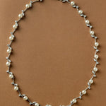 Pearl Wedding Necklace with CZ Leaves
