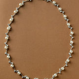 Pearl Wedding Necklace with CZ Leaves