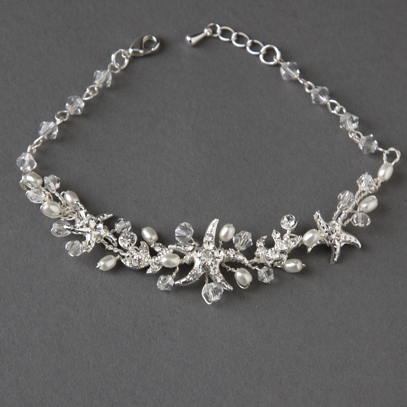 Crystal and Ivory Pearl Beach Bracelet - Bracelet - Cassandra Lynne