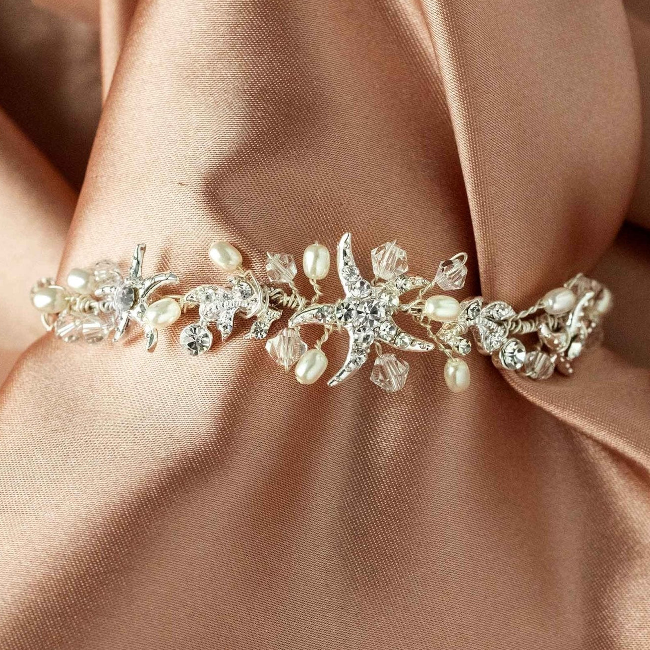 Crystal and Ivory Pearl Beach Bracelet - Bracelet - Cassandra Lynne