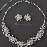 Crystal and Pearl Bridal Necklace Set Light Gold - Jewelry Set - Cassandra Lynne