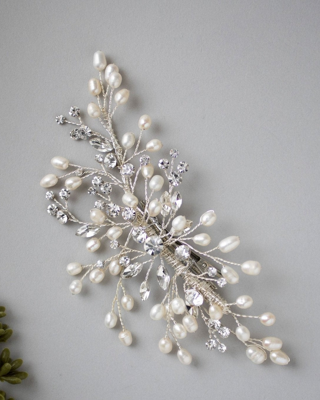 Crystal and Pearl Hair Clip for the Bride - Hair Clips - Cassandra Lynne