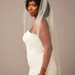 Crystal and Glass Bead Trimmed Veil Fingertip Length - Cassandra Lynne