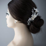 Crystal Beads and Leaves Wedding Hair Comb - Hair Comb - Cassandra Lynne
