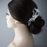 Crystal Beads and Leaves Wedding Hair Comb - Hair Comb - Cassandra Lynne