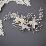 Crystal Beads and Leaves Wedding Hair Comb - Hair Comb - Cassandra Lynne