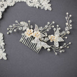 Crystal Beads and Leaves Wedding Hair Comb - Hair Comb - Cassandra Lynne