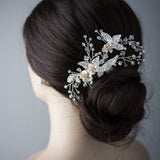 Crystal Beads and Leaves Wedding Hair Comb - Hair Comb - Cassandra Lynne