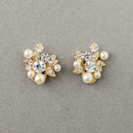 Gold Pearl and Crystal Stud Earrings for the bride - Cassandra Lynne