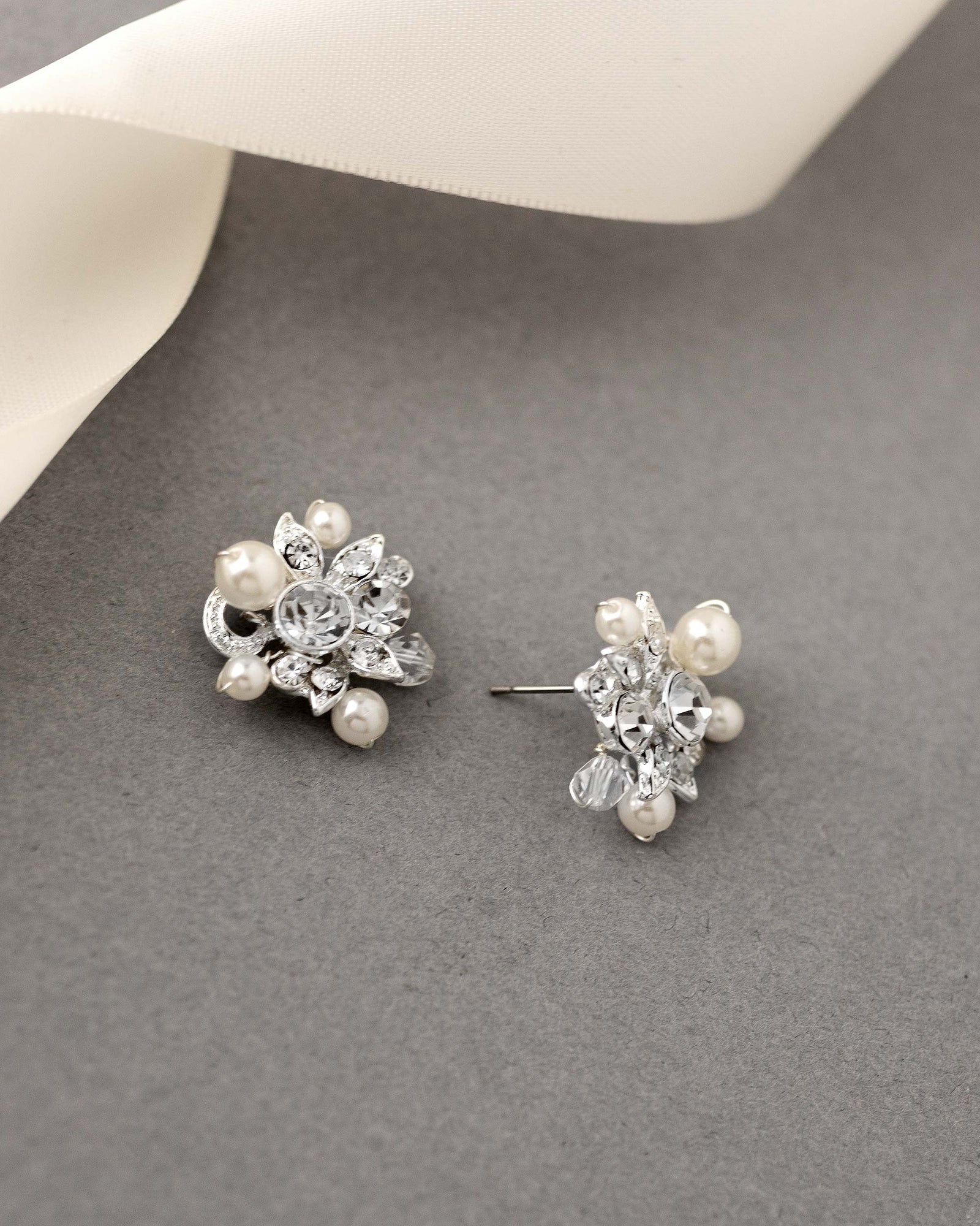 Pearl and Crystal Stud Earrings - Cassandra Lynne