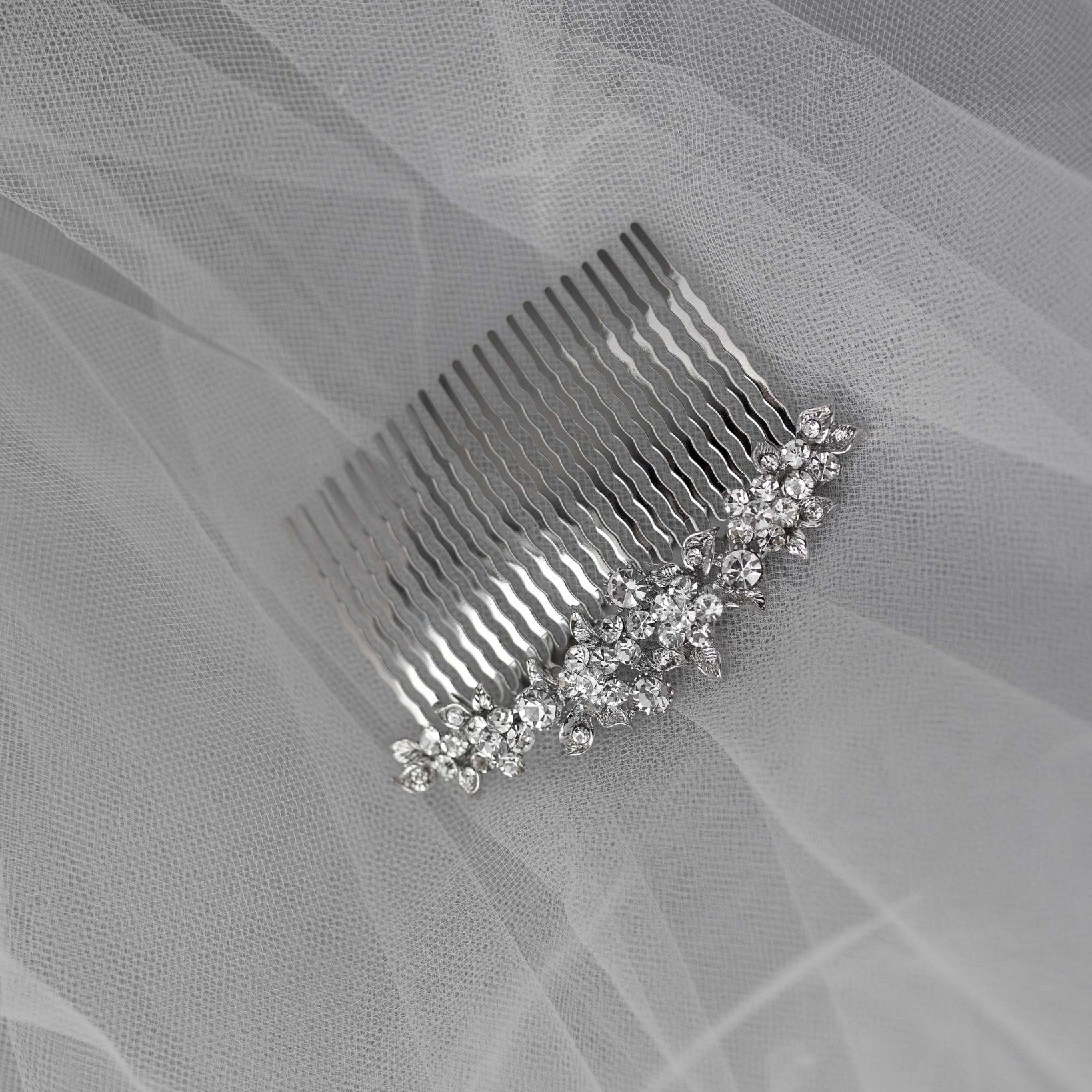 Crystal Flowers Bridal Hair Comb - Hair Comb - Cassandra Lynne