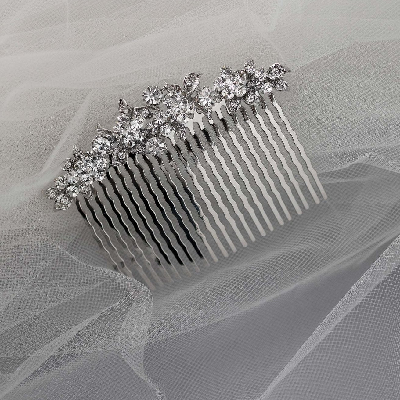 Crystal Flowers Bridal Hair Comb - Hair Comb - Cassandra Lynne