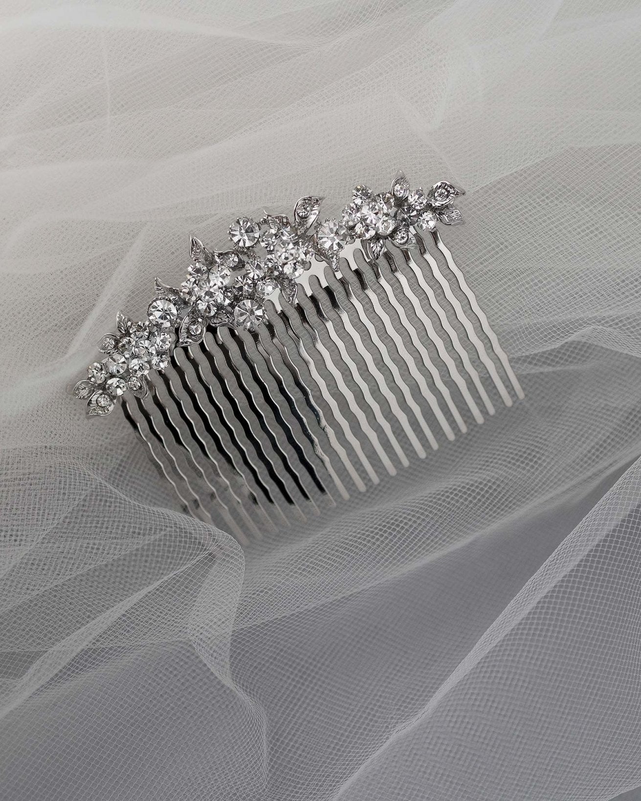 Crystal Flowers Bridal Hair Comb - Hair Comb - Cassandra Lynne