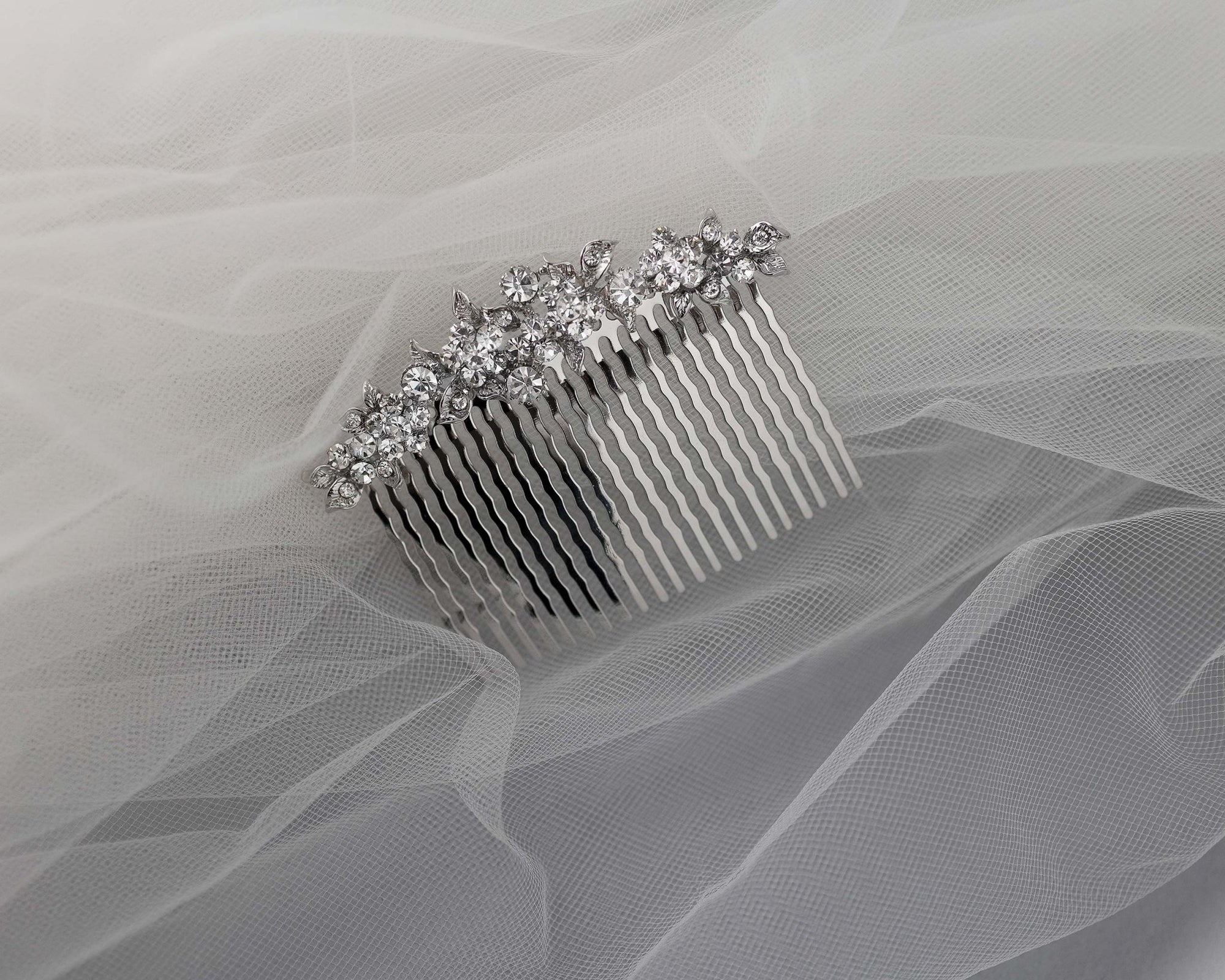 Crystal Flowers Bridal Hair Comb - Hair Comb - Cassandra Lynne