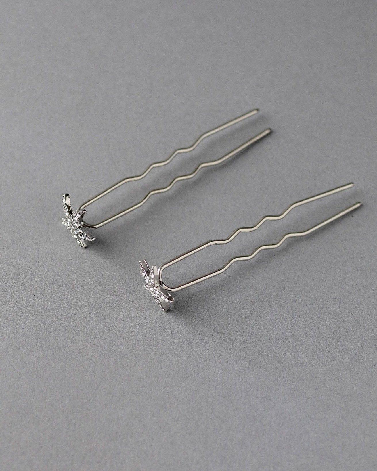 Crystal Starfish Hair Pin Set in Silver - Hair Pins - Cassandra Lynne