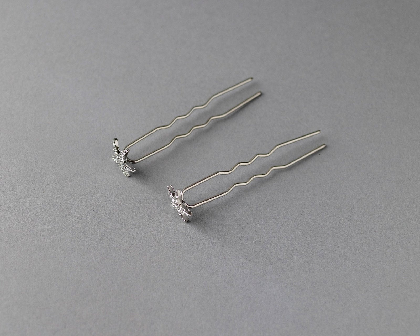 Crystal Starfish Hair Pin Set in Silver - Hair Pins - Cassandra Lynne