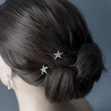Crystal Starfish Hair Pin Set in Silver - Hair Pins - Cassandra Lynne