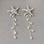 Crystal Starfish Pearl Dangle Earrings - Earrings - Cassandra Lynne