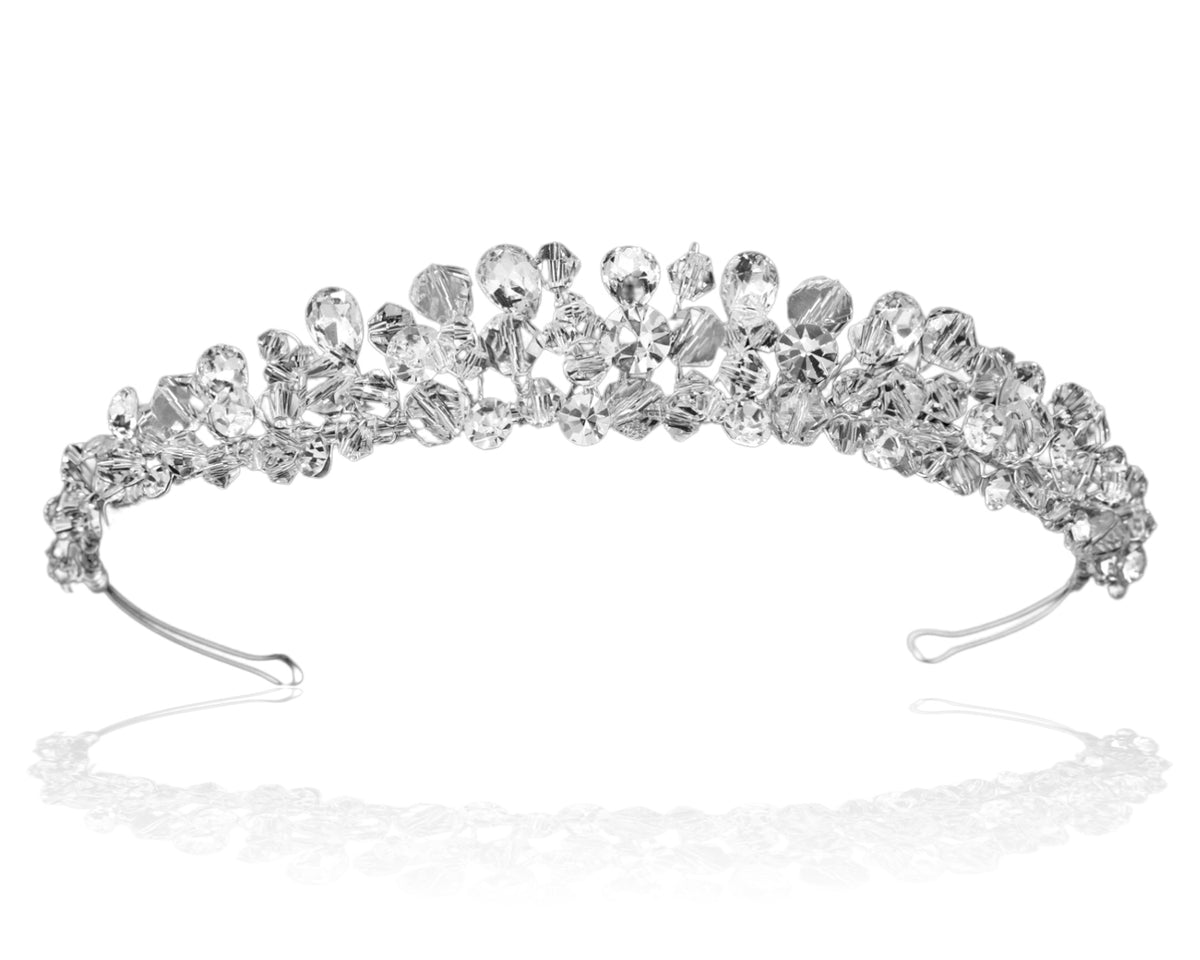 Crystal Pear Cut Jewels and Beads Wedding Tiara - Cassandra Lynne