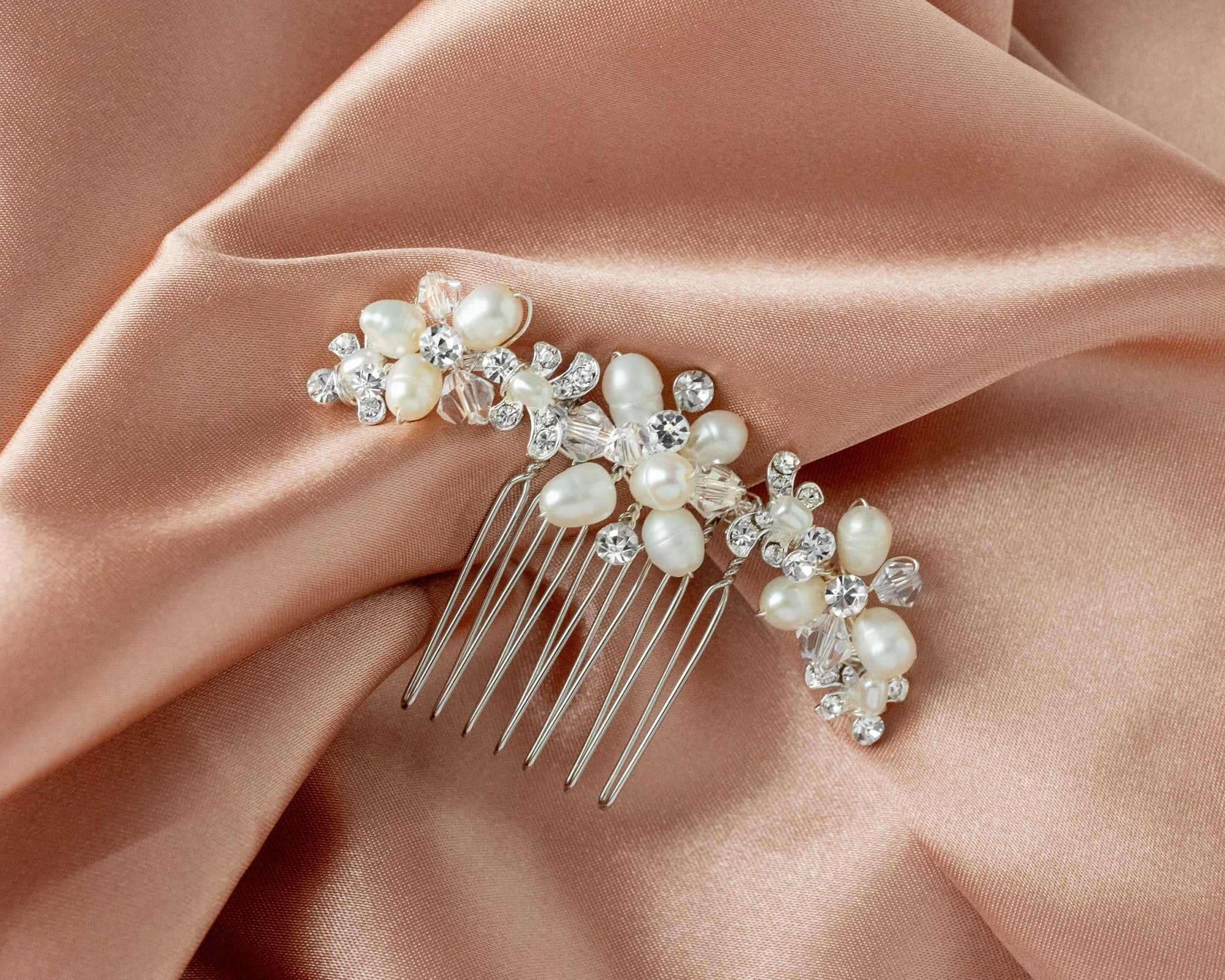 Cultured Pearl Crystal Comb for the Bride - Hair Comb - Cassandra Lynne