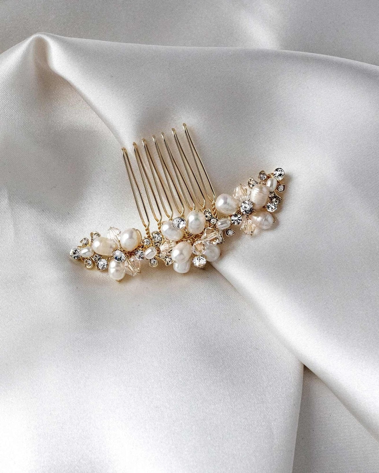 Cultured Pearl Crystal Comb for the Bride - Hair Comb - Cassandra Lynne