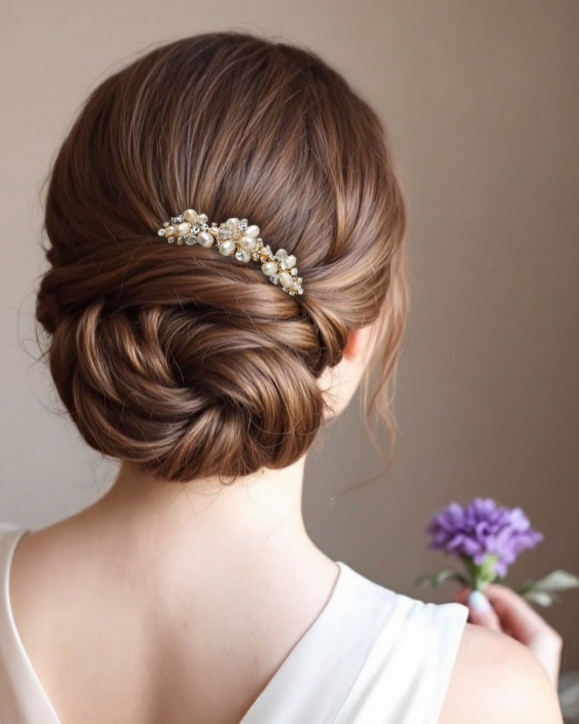 Cultured Pearl Crystal Comb for the Bride - Hair Comb - Cassandra Lynne