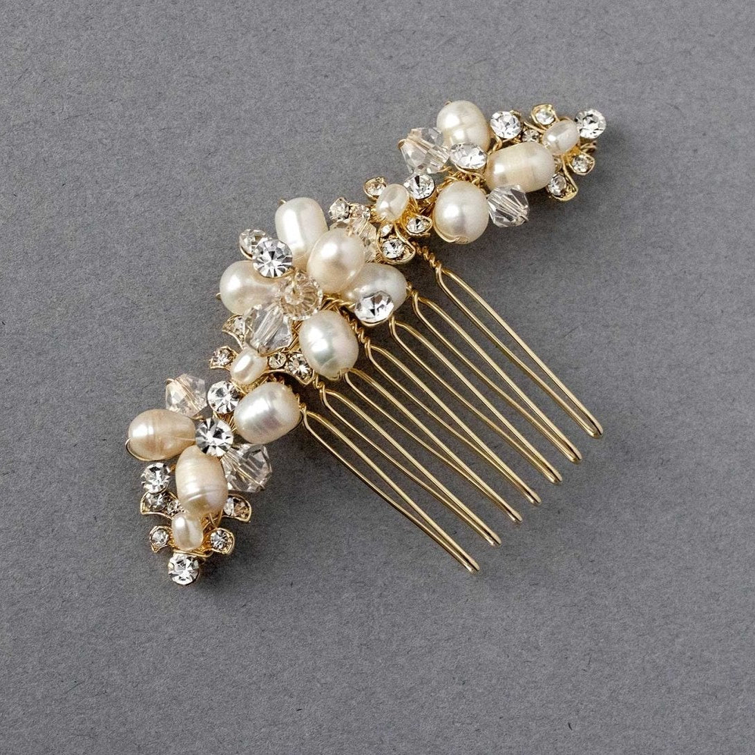 Cultured Pearl Crystal Comb for the Bride - Hair Comb - Cassandra Lynne