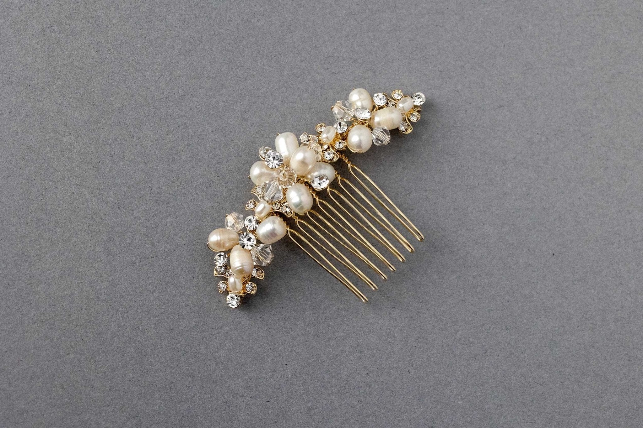 Cultured Pearl Crystal Comb for the Bride - Hair Comb - Cassandra Lynne