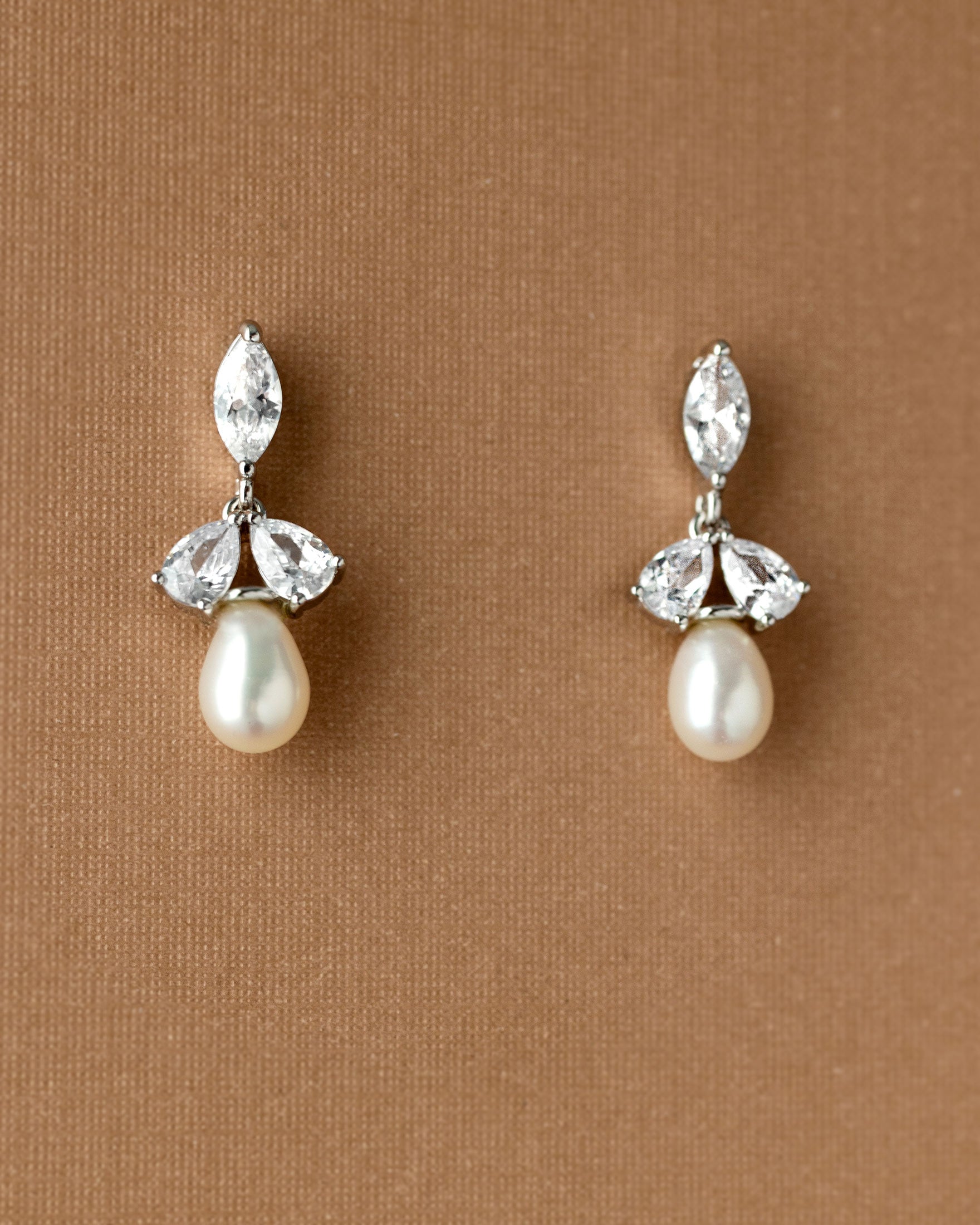 Cultured Pearl Drop Earrings and CZ Jewels - Cassandra Lynne