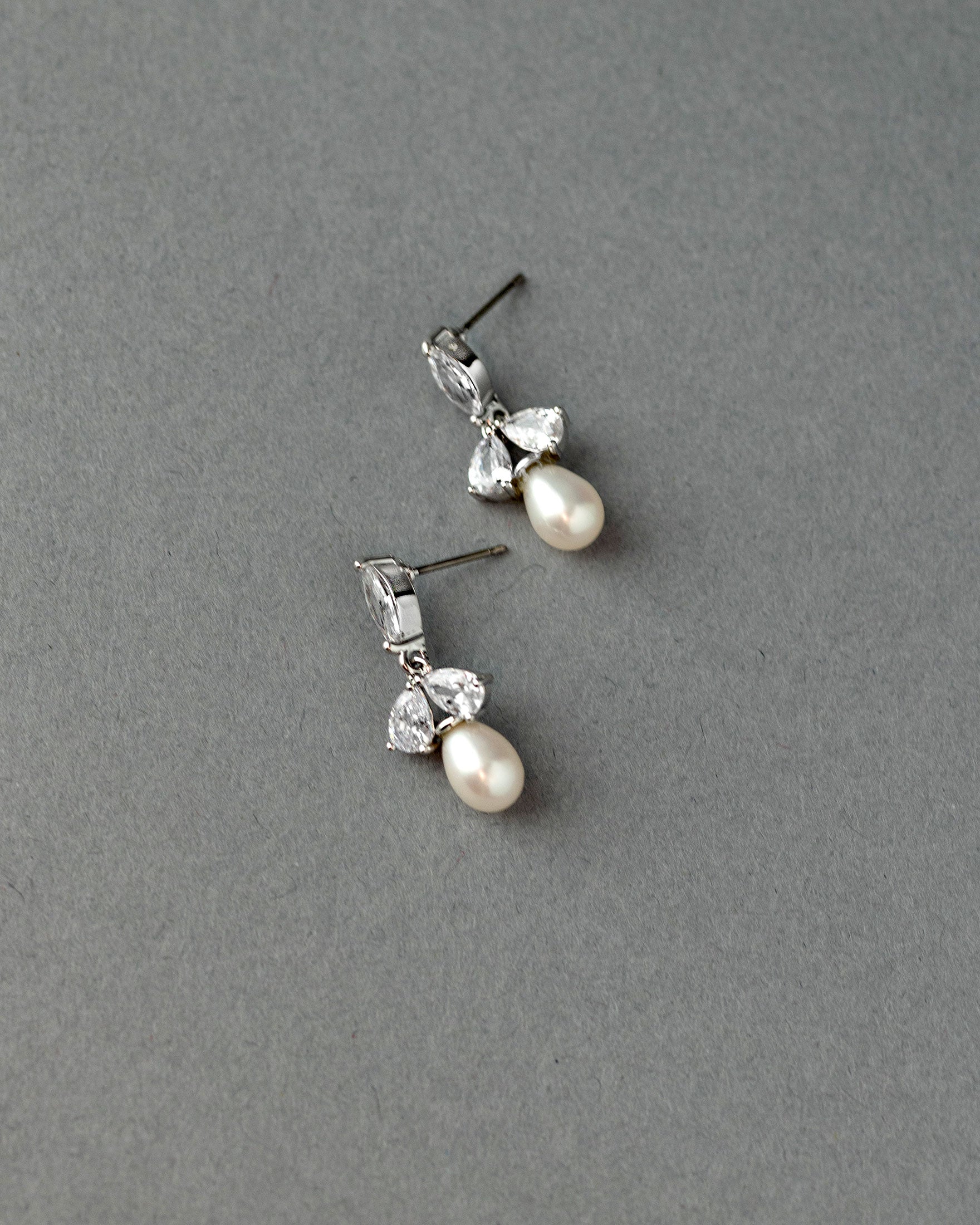 Cultured Pearl Drop Earrings and CZ Jewels - Cassandra Lynne