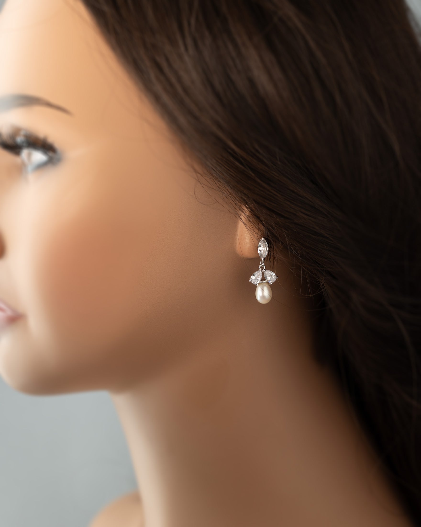 Cultured Pearl Drop Earrings and CZ Jewels