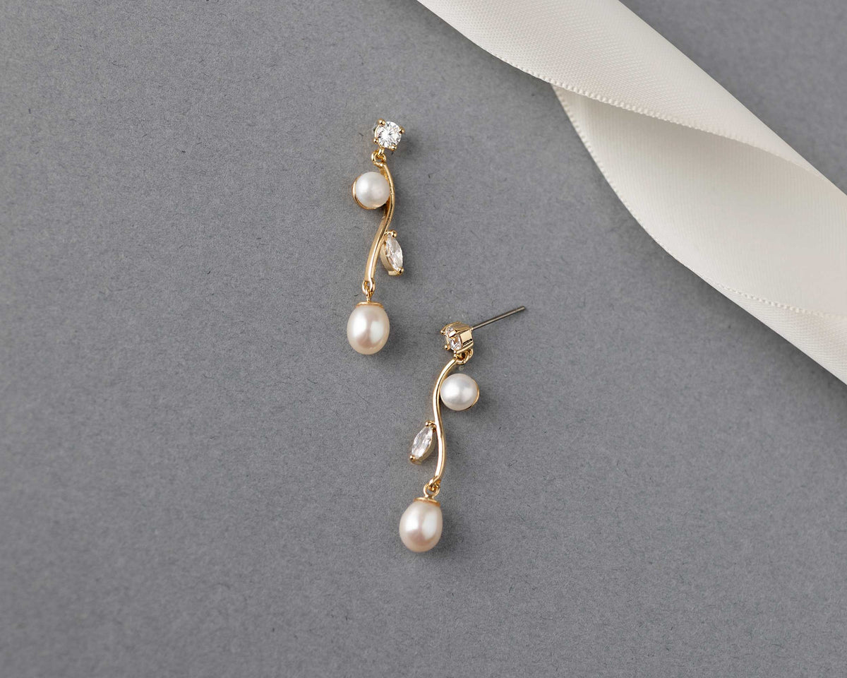 Ivory Freshwater Cultured Pearl Vine Earrings