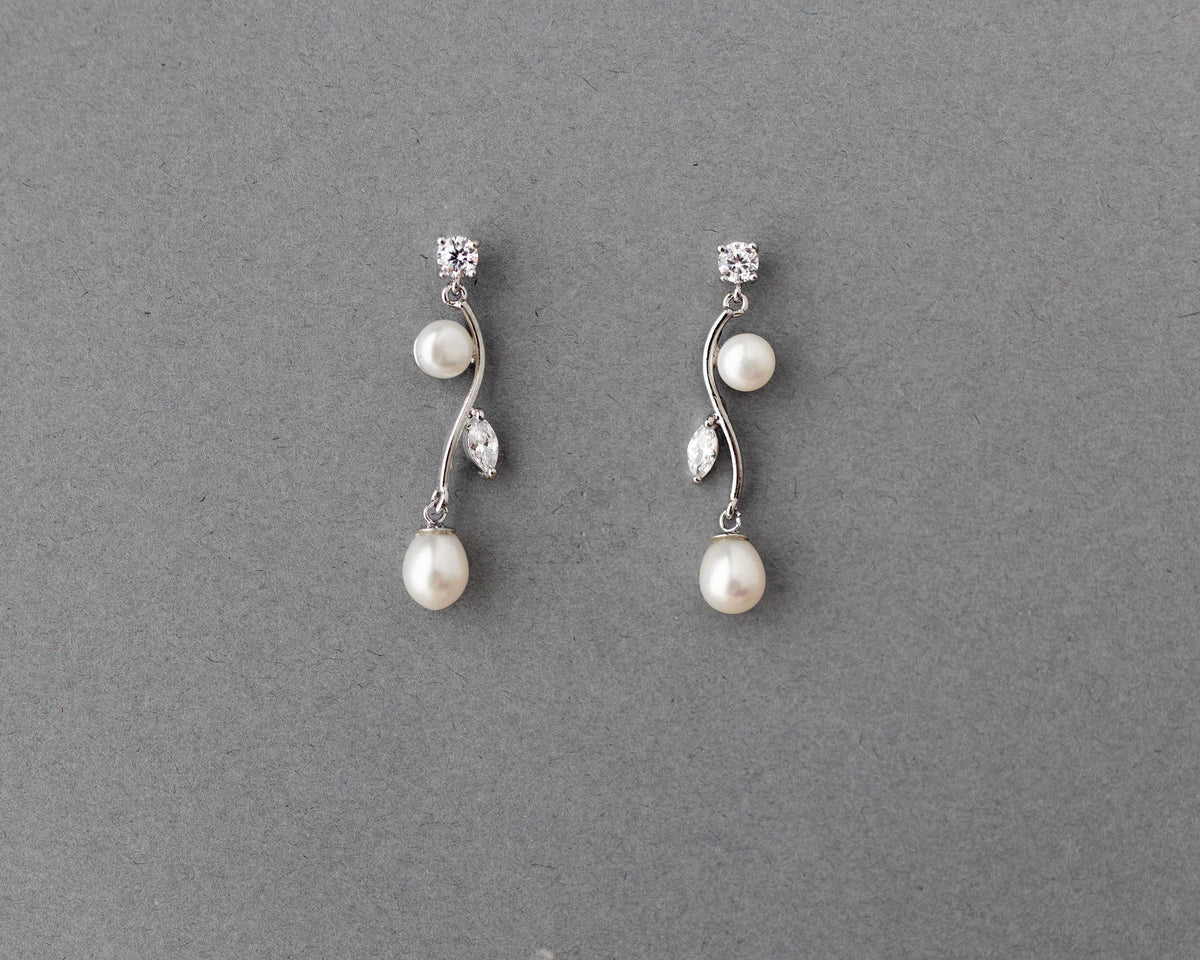 Ivory Freshwater Cultured Pearl Vine Earrings