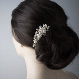 Cultured Pearl Flower Gold Wedding Hair Comb - Hair Comb - Cassandra Lynne