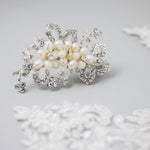 Cultured Pearl Flowers Crystal Wedding Petite Clip - Hair Clips - Cassandra Lynne