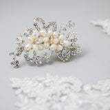 Cultured Pearl Flowers Crystal Wedding Petite Clip - Hair Clips - Cassandra Lynne