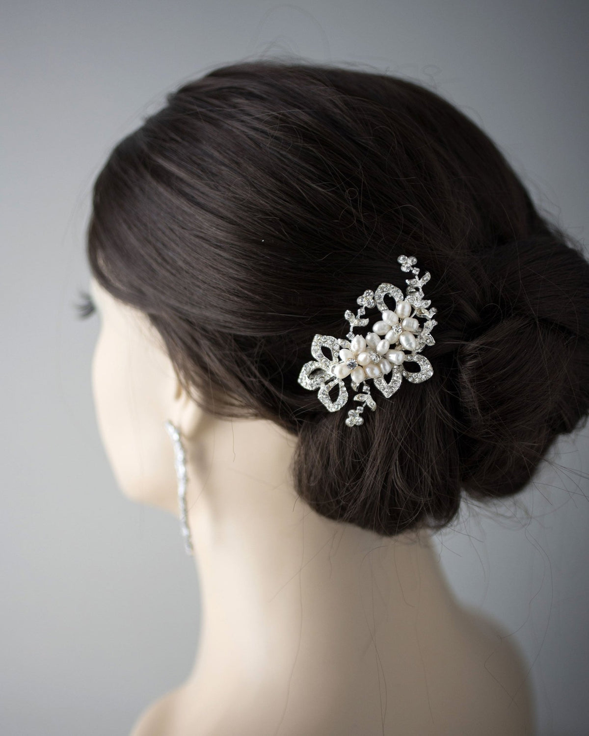Cultured Pearl Flowers Crystal Wedding Petite Clip - Hair Clips - Cassandra Lynne