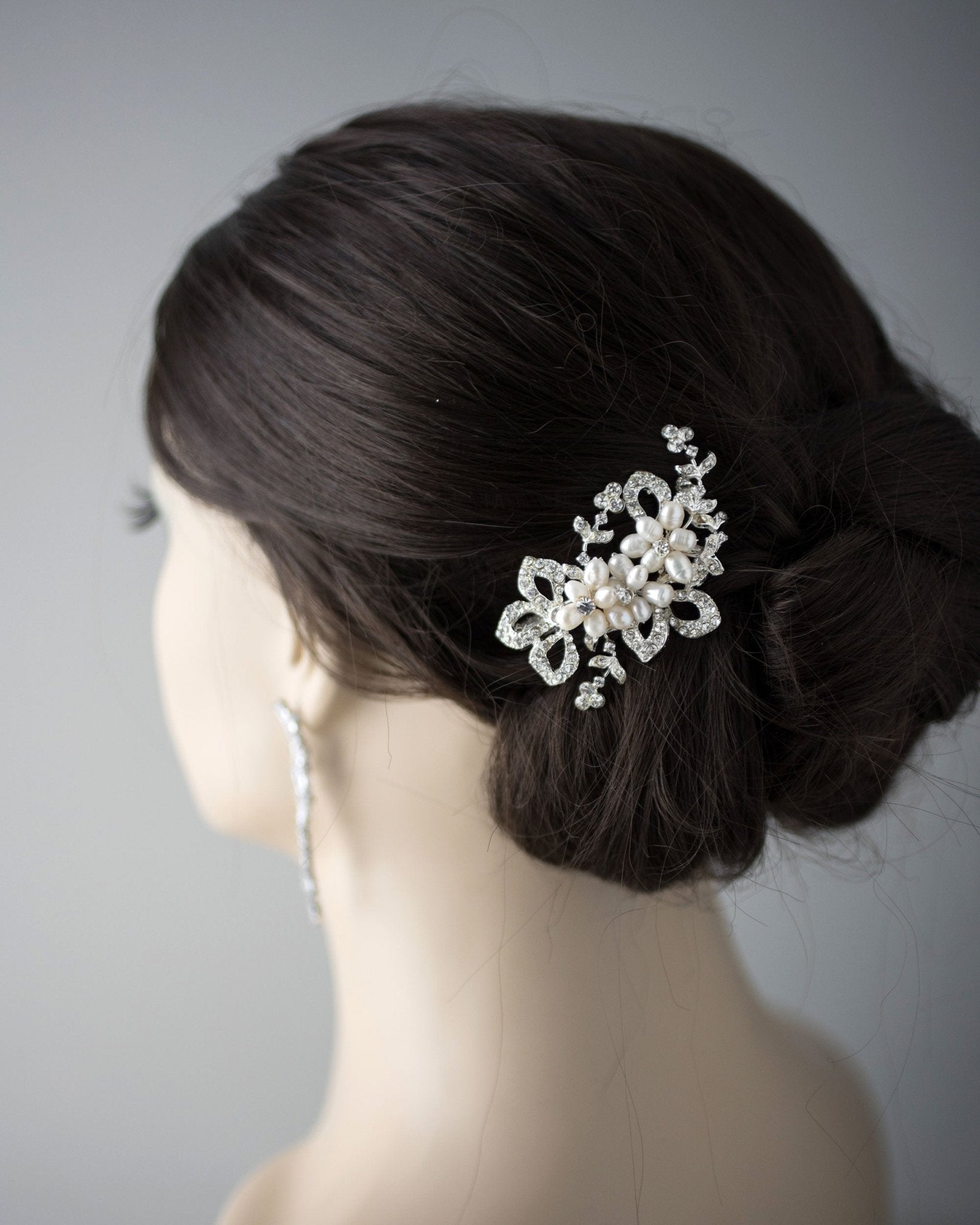 Cultured Pearl Flowers Crystal Wedding Petite Clip - Hair Clips - Cassandra Lynne