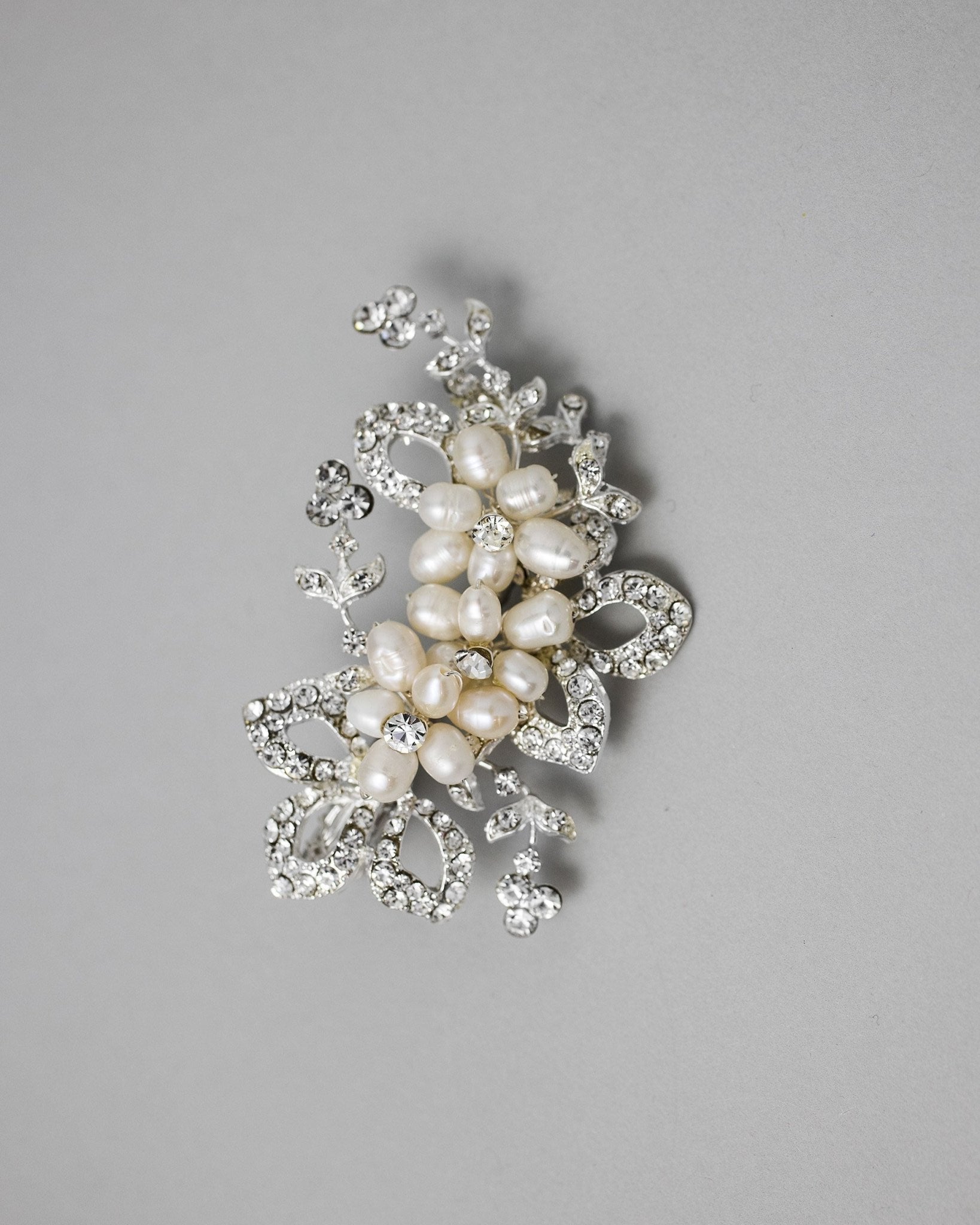 Cultured Pearl Flowers Crystal Wedding Petite Clip - Hair Clips - Cassandra Lynne