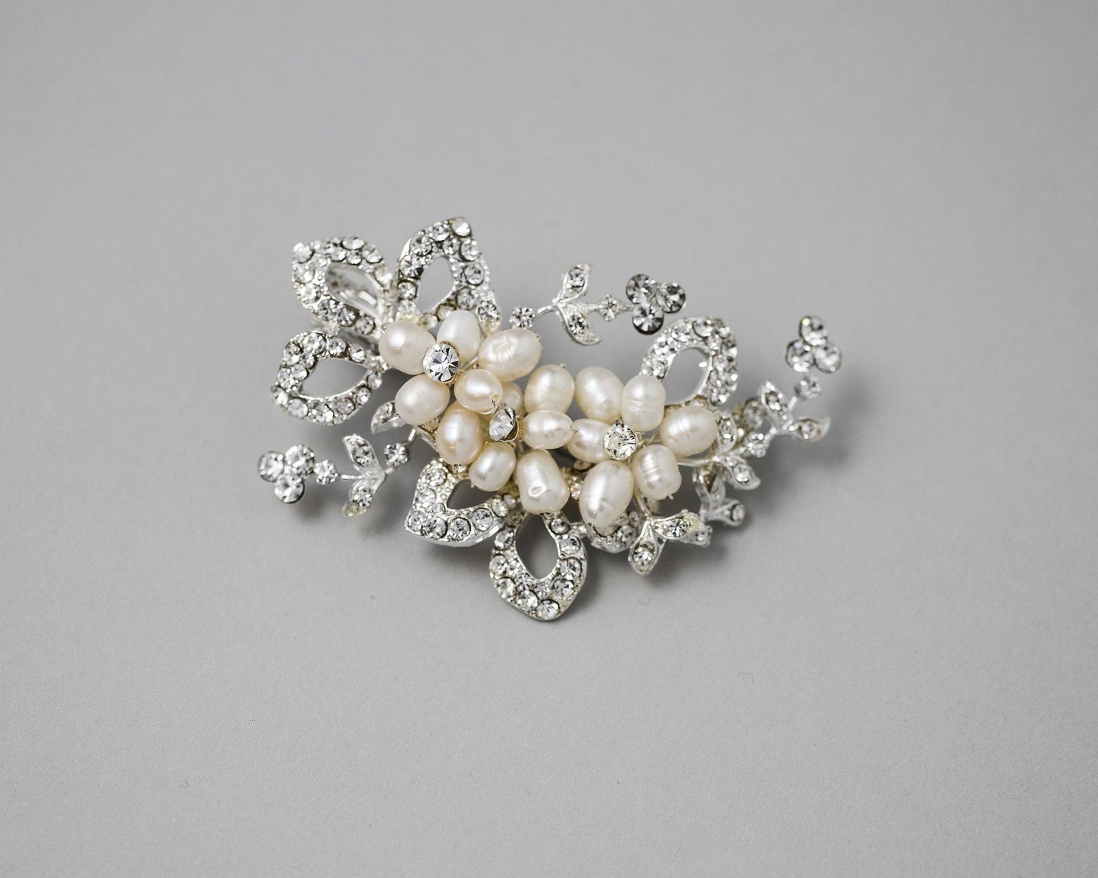 Cultured Pearl Flowers Crystal Wedding Petite Clip - Hair Clips - Cassandra Lynne