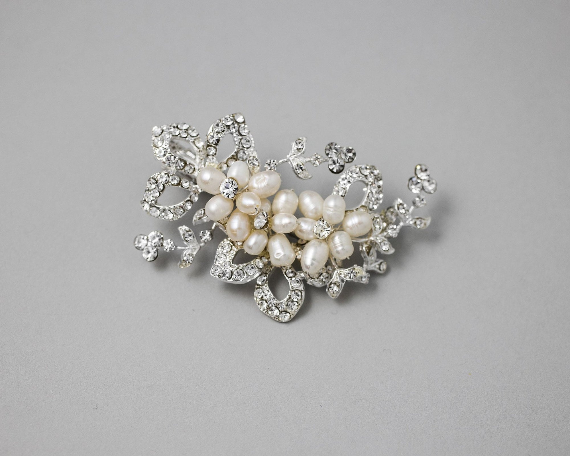 Cultured Pearl Flowers Crystal Wedding Petite Clip - Hair Clips - Cassandra Lynne