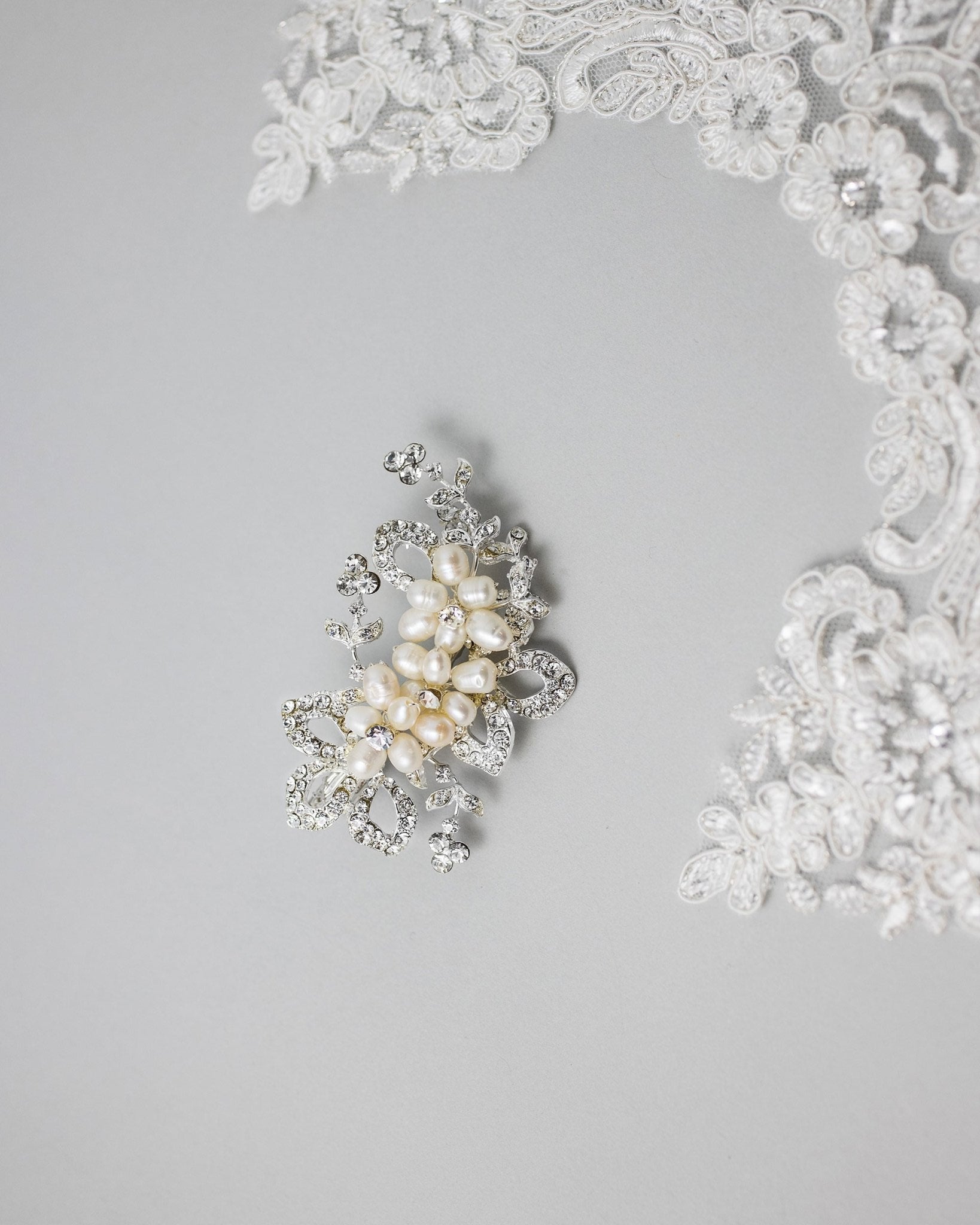 Cultured Pearl Flowers Crystal Wedding Petite Clip - Hair Clips - Cassandra Lynne