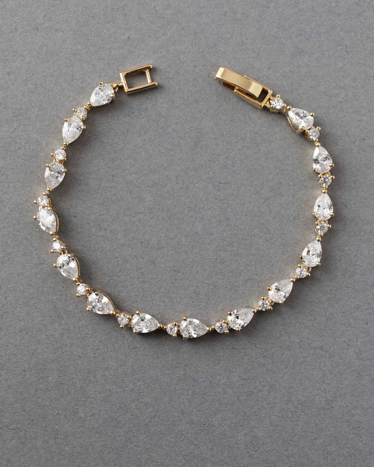 CZ Bracelet of Linked Pear Cut Jewels - Bracelet - Cassandra Lynne