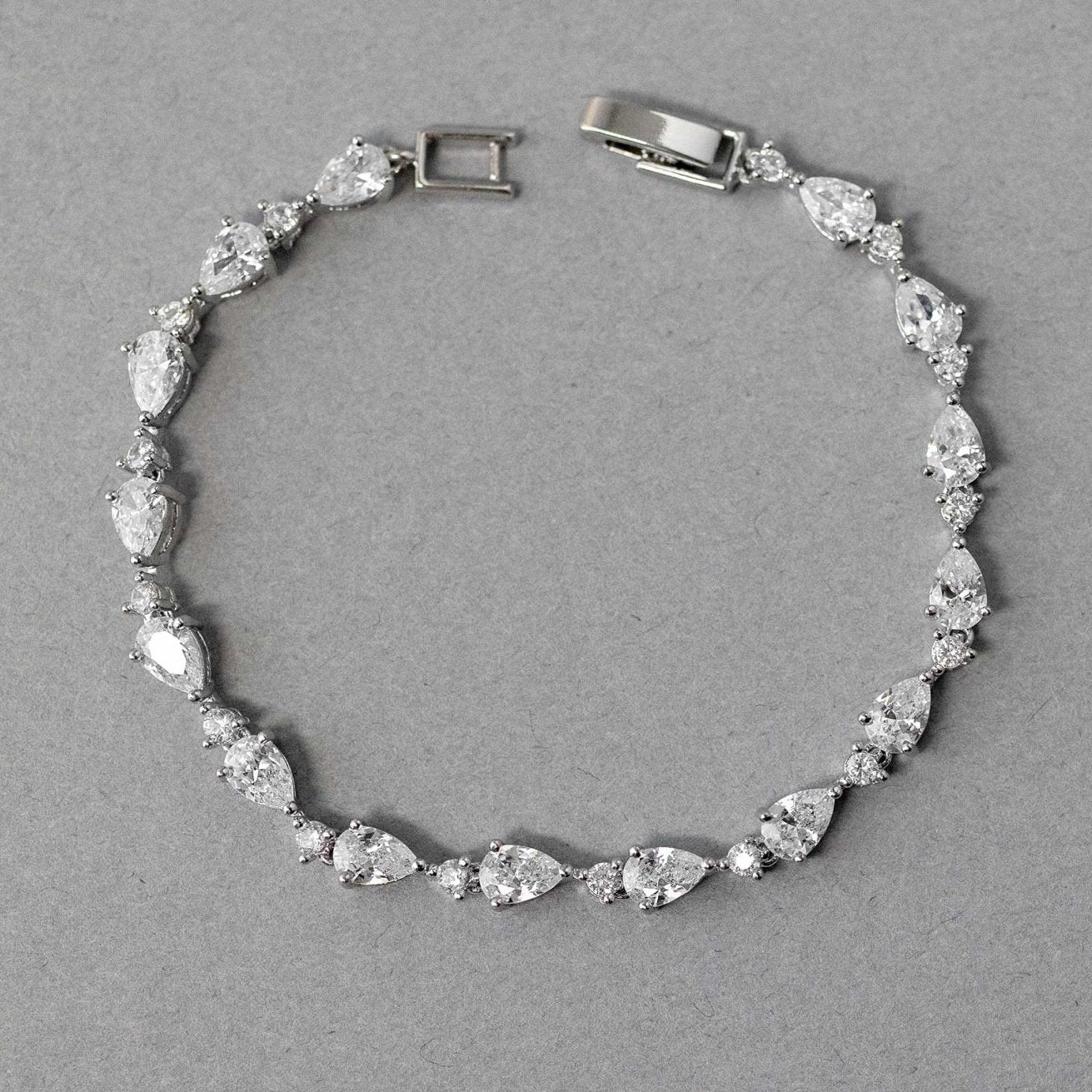 CZ Bracelet of Linked Pear Cut Jewels - Bracelet - Cassandra Lynne