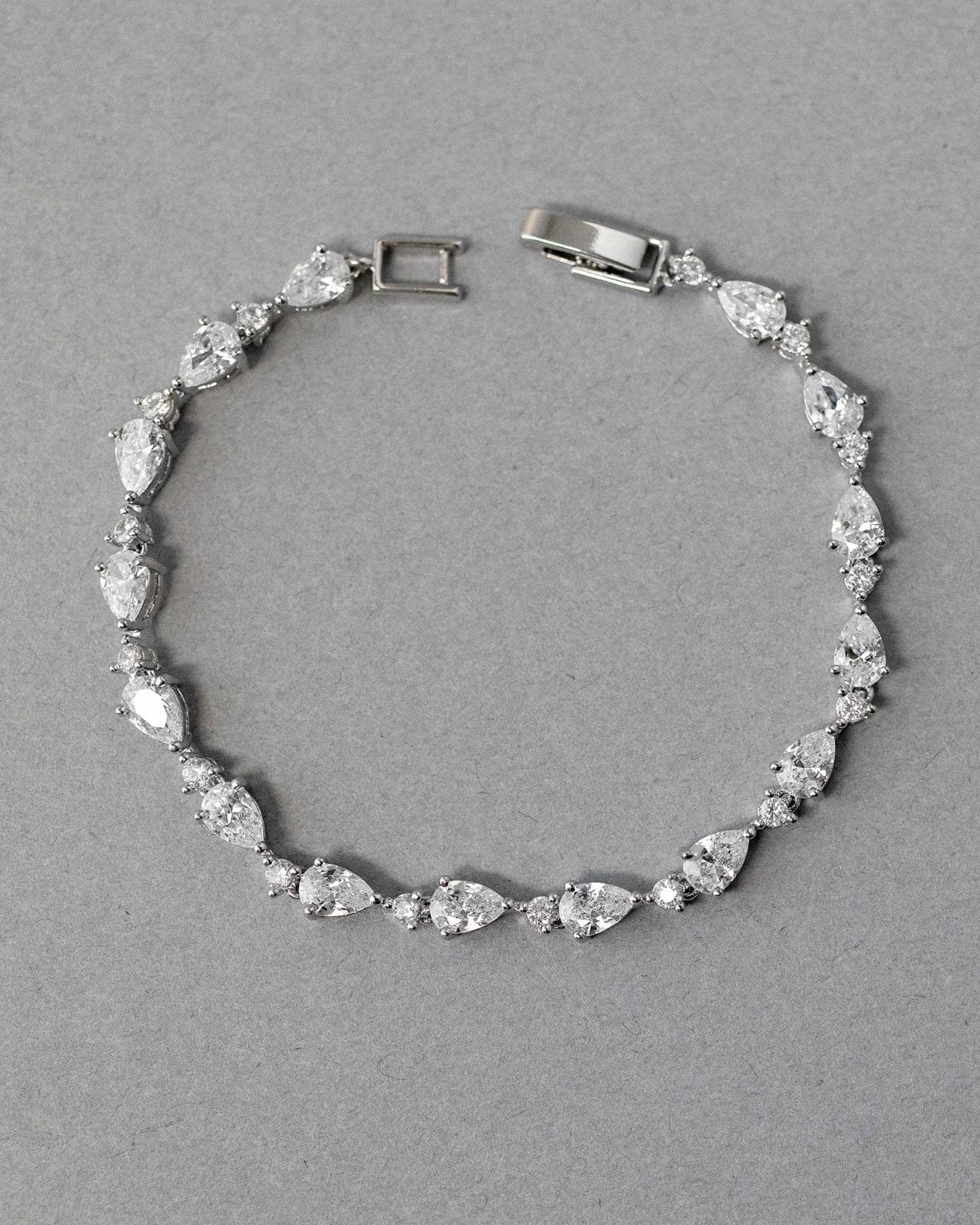 CZ Bracelet of Linked Pear Cut Jewels - Bracelet - Cassandra Lynne