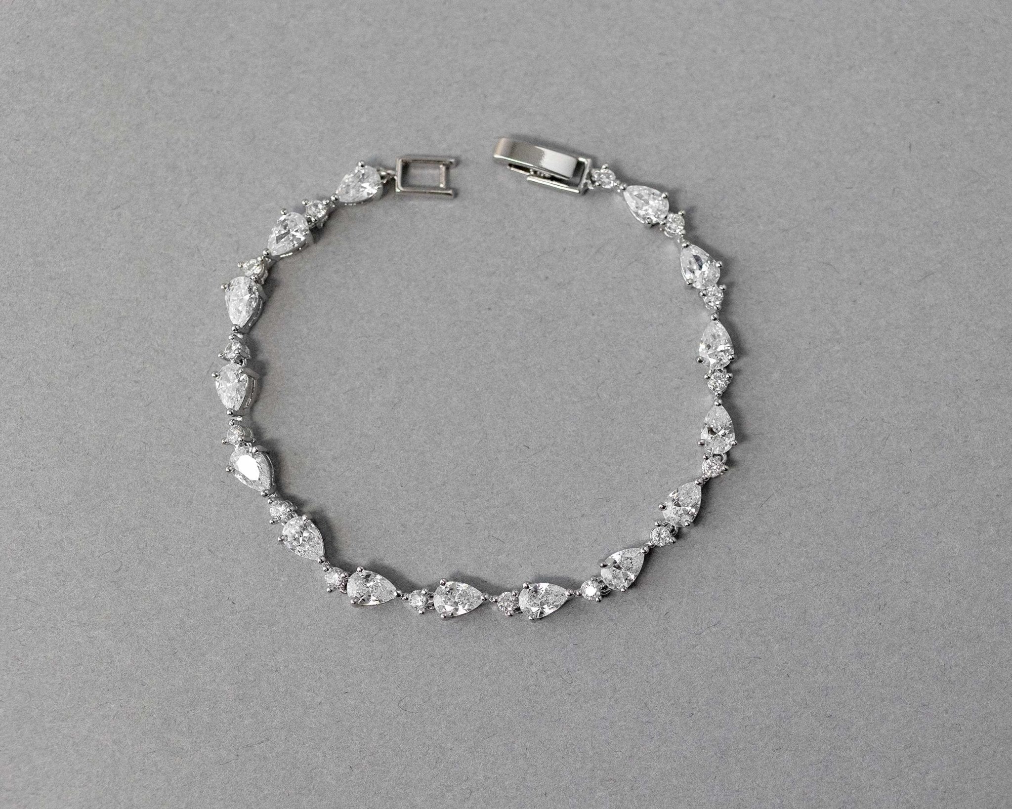 CZ Bracelet of Linked Pear Cut Jewels - Bracelet - Cassandra Lynne