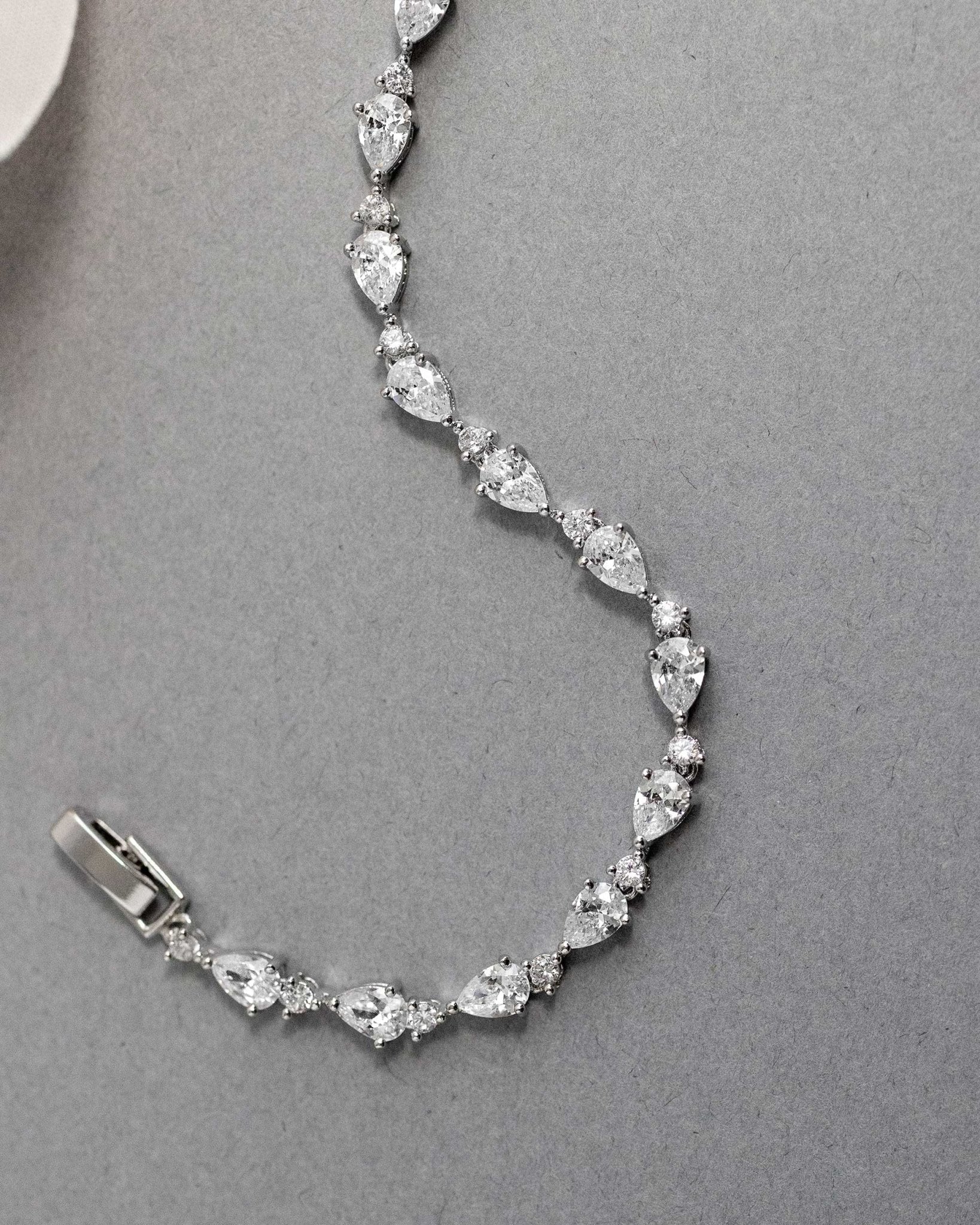 CZ Bracelet of Linked Pear Cut Jewels - Bracelet - Cassandra Lynne