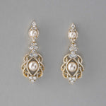 CZ Bridal Art Deco Earrings with Pearls - Earrings - Cassandra Lynne