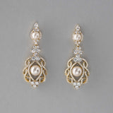 CZ Bridal Art Deco Earrings with Pearls - Earrings - Cassandra Lynne