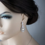 CZ Bridal Art Deco Earrings with Pearls - Earrings - Cassandra Lynne